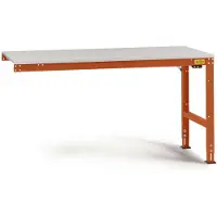 Manuflex LU6048.2001 ESD ESD-Arbeitstisch UNIVERSAL Standard Anbautisch mit Melaminplatte, BxTxH = 1500 x 600 x 763-873 mm Rotorange (RAL 2001)