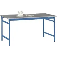 Manuflex BB3034.5007 Beistelltisch BASIS stationär mit Blechbelag-Platte in Brillantblau RAL 5007, BxTxH: 1250 x 600 x 780 mm Brillantblau (RAL 5007)