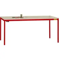 Manuflex LD1116.3003 ESD ESD-Arbeitstisch UNIDESK mit Kunststoffplatte, Gestell Rubinrot RAL 3003, BxTxH = 2000 x 800 x 723-733 mm Rubin-Rot