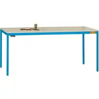 Manuflex LD1918.5012 ESD ESD-Arbeitstisch UNIDESK mit Melaminplatte, Gestell Lichtblau RAL 5012, BxTxH = 1600 x 800 x 720-730 mm Licht-Blau (RAL 5012)