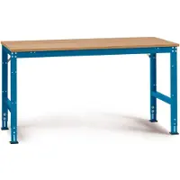 Manuflex Arbeitstisch UNIVERSAL Standard, 1500 x 1000 mm, Multiplex natur, brillantblau
