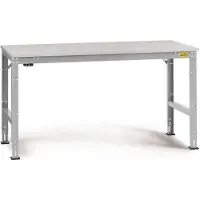 Manuflex LU4146.9006 ESD ESD-Arbeitstisch UNIVERSAL Standard Grundtisch mit Kunststoffplatte, BxTxH = 2500 x 800 x 766-876 mm Alusilber