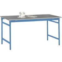 Manuflex BB3034.5012 Beistelltisch BASIS stationär mit Blechbelag-Platte in Lichtblau RAL 5012, BxTxH: 1250 x 600 x 780 mm Licht-Blau (RAL 5012)