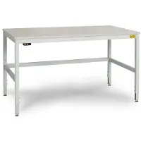 Manuflex LC3038.7035 ESD ESD-Arbeitstisch CANTOLAB Spezial mit Melaminplatte, BxTxH = 1250 x 800 x 752-952 mm Lichtgrau (RAL 7035)