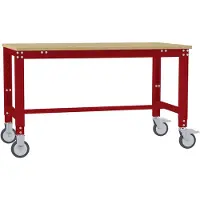 Manuflex AU7305.3003 Arbeitstisch UNIVERSAL Spezial mobil mit Multiplexplatte, BxTxH = 1000 x 600 x 752-972 mm Rubin-Rot