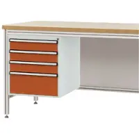 Manuflex ZB4825.2001 Gehäuse-Unterbau für ALU-Arbeitstische, Nutzhöhe 500 mm mit 4 Schubfächern, für Tischtiefe 600 mm