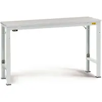 Manuflex LU7043.7035 ESD ESD-Arbeitstisch UNIVERSAL Spezial Grundtisch mit Kautschukplatte, BxTxH = 1500 x 600 x 722-1022 mm Lichtgrau (RAL 7035)