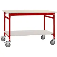 Manuflex BB5311.3003 Komplett-Beistelltisch BASIS mobil mit Melamin-Platte + Zwischenboden, BxTxH: 1000 x 600 x 850 mm Rubin-Rot