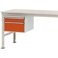 Manuflex ZB4562.2001 Gehäuse-Unterbau Stationär, Nutzhöhe 300 mm mit 2 Schubfächer. Für Tischtiefe 800 mm