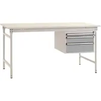 Manuflex BB5261.9006 Komplett-Beistelltisch BASIS stationär mit Melamin-Platte + Gehäuse-Unterbau, BxTxH: 1000 x 800 x 780 mm Alusilber