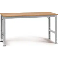 Manuflex AU4135.9006 Arbeits-Grundtisch UNIVERSAL Standard mit Multiplexplatte, BxTxH = 2000 x 1200 x 760-870 mm Alusilber