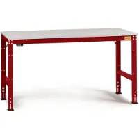 Manuflex LU4123.3003 ESD ESD-Arbeitstisch UNIVERSAL Standard Grundtisch mit Kautschukplatte, BxTxH = 2000 x 1000 x 760-870 mm Rubin-Rot