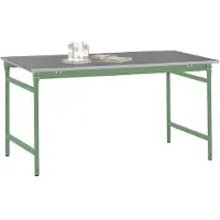 Manuflex BB3064.6011 Beistelltisch BASIS stationär mit Blechbelag-Platte in Resedagrün RAL 6011, BxTxH: 1500 x 800 x 780 mm Resedagrün (RAL 6011)