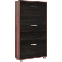 Casaria Schuhschrank mit 3 Schubladen Wengeholz schwarz 115 x 60 x 24cm