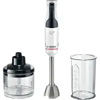 Bosch Stabmixer "ErgoMaster Serie 4 MSM4W220, 4 Klingen, Zerkleinerer, Becher, weiß" 600 W Mixfuß Edelstahl, großer Bedienhebel, Keramikkupplung, Made in Europe