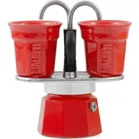 Bialetti Mini Express - Espressokocher-Set - rot+ 2 Becher in