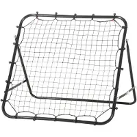 HOMCOM Fußball Rebounder Kickback Tor Rückprallwand Netz Metallrohr Schwarz