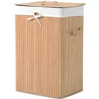 HOMCOM Wäschekorb Rechteck dunkelbraun Bambus 72L 40 x 30 x 60cm