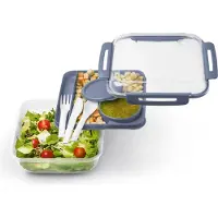 Rotho Salatbox mit Besteck 'MEMORY B3' Blau PP 1.7L