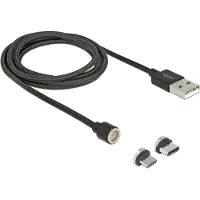 DeLOCK Magnetisches USB Daten- und Ladekabelset für Micro USB / USB Type-C schwarz 1,1 m