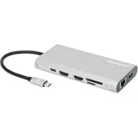 Manhattan 130660, Kabelgebunden, USB 3.2 Gen 1 (3.1 Gen 1) Type-C, 100 W, 10,100,1000 Mbit/s, Aluminium, MicroSD (TransFlash), SD, SDHC, SDXC