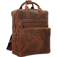 Greenburry Rucksack Leder 30x36cm Backpack Vintage braun Herren Damen A4 Format mit Notebookfach 27x28cm