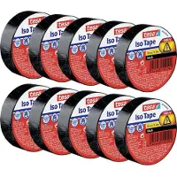 TESA 10x Elektro Isolierband, hitzebeständiges Klebeband zum Isolieren, Reparieren & Bündeln, Zehnerpack