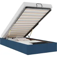 vidaXL Ottoman-Bett ohne Matratze Blau 90x200 cm Stoff