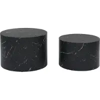 Sweeek - 2er Set runde Couchtische mit Marmoroptik - Schwarz