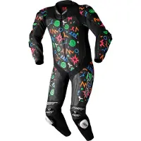 Rst Pro Evo Airbag Doodle, Lederkombi 1tlg. perforiert - Schwarz/Grün/Blau/Rot/Orange - XXL 103238DOO-48