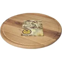 Maysternya Pizzabrett aus Holz - ø 27 x 1,5 cm - Rundes Pizzabrett - Getränkebrett - Tapasbrett - Rundes Servierbrett - Braun