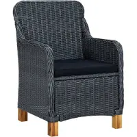vidaXL Gartenstühle mit Kissen 2 Stk. Poly Rattan Dunkelgrau - Gartenstühle