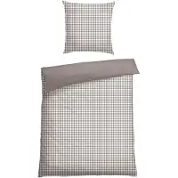 Schiesser Bettwäscheset Vichy | Renforcé | 2-teilig | Vichy-Karomuster | 100% Baumwolle | Weich und glatt | YKK-Reißverschluss | 135x200 cm + 80x80 cm | Grau