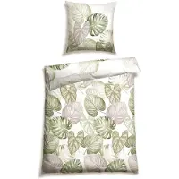 Schiesser Bettwäsche "Bretta aus weicher Baumwolle mit filigranem Palmwedel-Muster", Made in Green