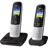 Panasonic KX-TGH722, DECT-Telefon, Kabelloses Mobilteil, Freisprecheinrichtung, 200 Eintragungen, Anrufer-Identifikation, Schwarz