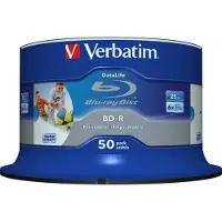 Verbatim Data Life Bd-r Blu-ray 25gb Bedruckbar 6x Geschwindigkeit 50 Einheiten