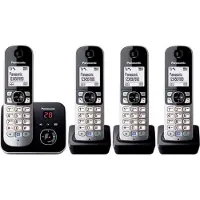 Panasonic KX-TG6824 Strahlungsarmes Schnurlostelefon mit Anrufbeantworter, Rufnummernanzeige, 3 zus?tzliche Mobilteile, 15h Sprechzeit, 7 Tage Standby, Freisprechfunktion, DECT