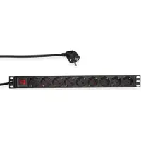 Logilink PDU9C02, Senkrecht, Aluminium, Schwarz, 9 AC-Ausgänge, 2 m, 250 V
