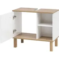 MÖBELPARTNER Waschbeckenunterschrank Padua 142176 weiß glanz, eiche landhaus 65,2 x 35,0 x 60,1 cm