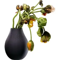 Villeroy & Boch Dekovase "Vase Perle Manufacture Collier 20 cm", schwarz (noir), Vasen, Dekovase