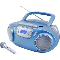 Soundmaster SCD5800BL FM/AM Radio mit Mikrofon u. Kasettenaufnahme blau