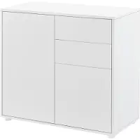 En.casa Sideboard ‘Paarl’ mit 2 Türen und 2 Schubladen 74 x 79 x 36 cm Weiß, matt