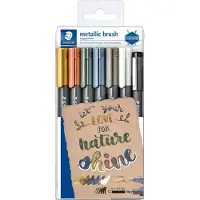 Staedtler Marker Brush Metallic 5-pack + brush + pigment liner
