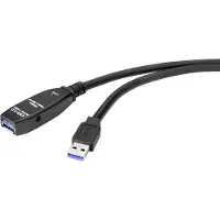 Renkforce USB-Kabel USB 3.2 Gen1 USB-A Stecker, USB-A Buchse 20.00 m Schwarz Aktiv mit Signalverstärkung RF-4598350