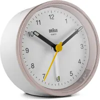 Braun Quarzwecker BC12PW pink/weiß, Quarzwecker, Rund, Pink, Weiß, Analog, Gelb, Akku