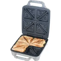Cloer 6269 Sandwichmaker XXL, für 4 diagonal geteilte Sandwiches, American Toast & XXL-Füllungen, mit Antihaftbeschichtung, optischer Fertigmeldung &