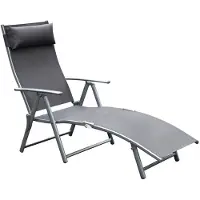 EStore Sonnenliege Liegestuhl Gartenliege 7 Positionen verstellbar Grau