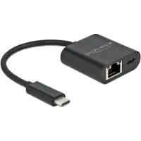 DeLOCK USB Type-C Adapter zu Gigabit LAN 10/100/1000 Mbps mit Power Delivery Anschluss schwarz