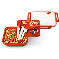 Rotho Lunchbox 1,1 l MEMORY B3, Farbe:Papaya Rot