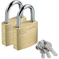Go Travel Two Brass Suitcase Padlocks Vorhängeschloss Vorhängesch 2 Stk